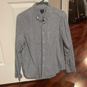 J crew blue and white checker button down.